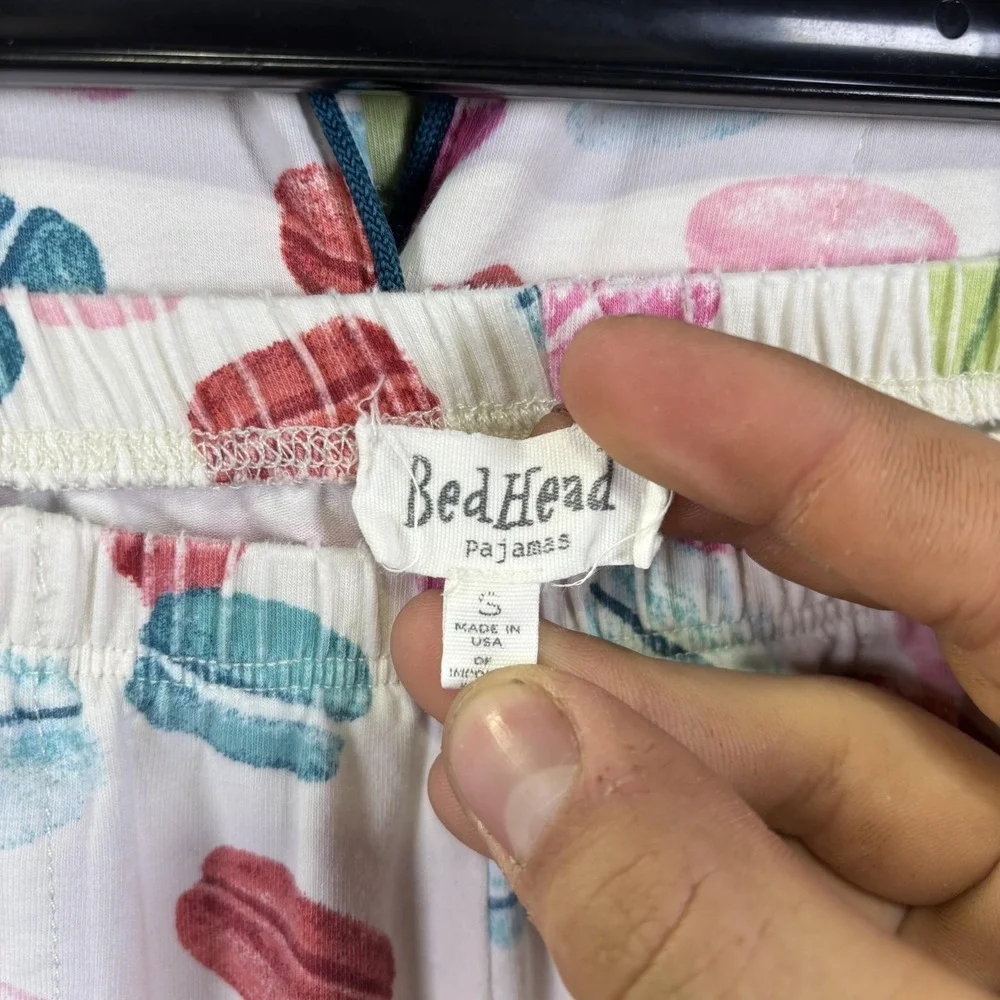 BedHead Pajamas Set Womens‎ Small Multicolor Macaron Print Button Up Made USA